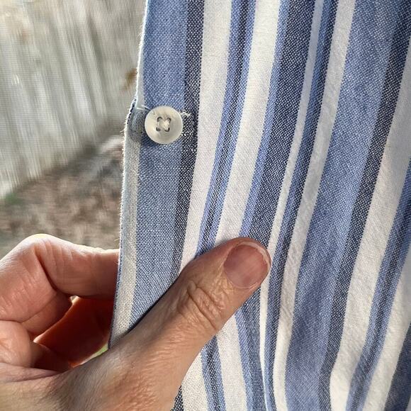 Cloth & Stone Blue And White Striped Long Sleeve Linen Blend Tunic Top Size XS - Picture 7 of 9